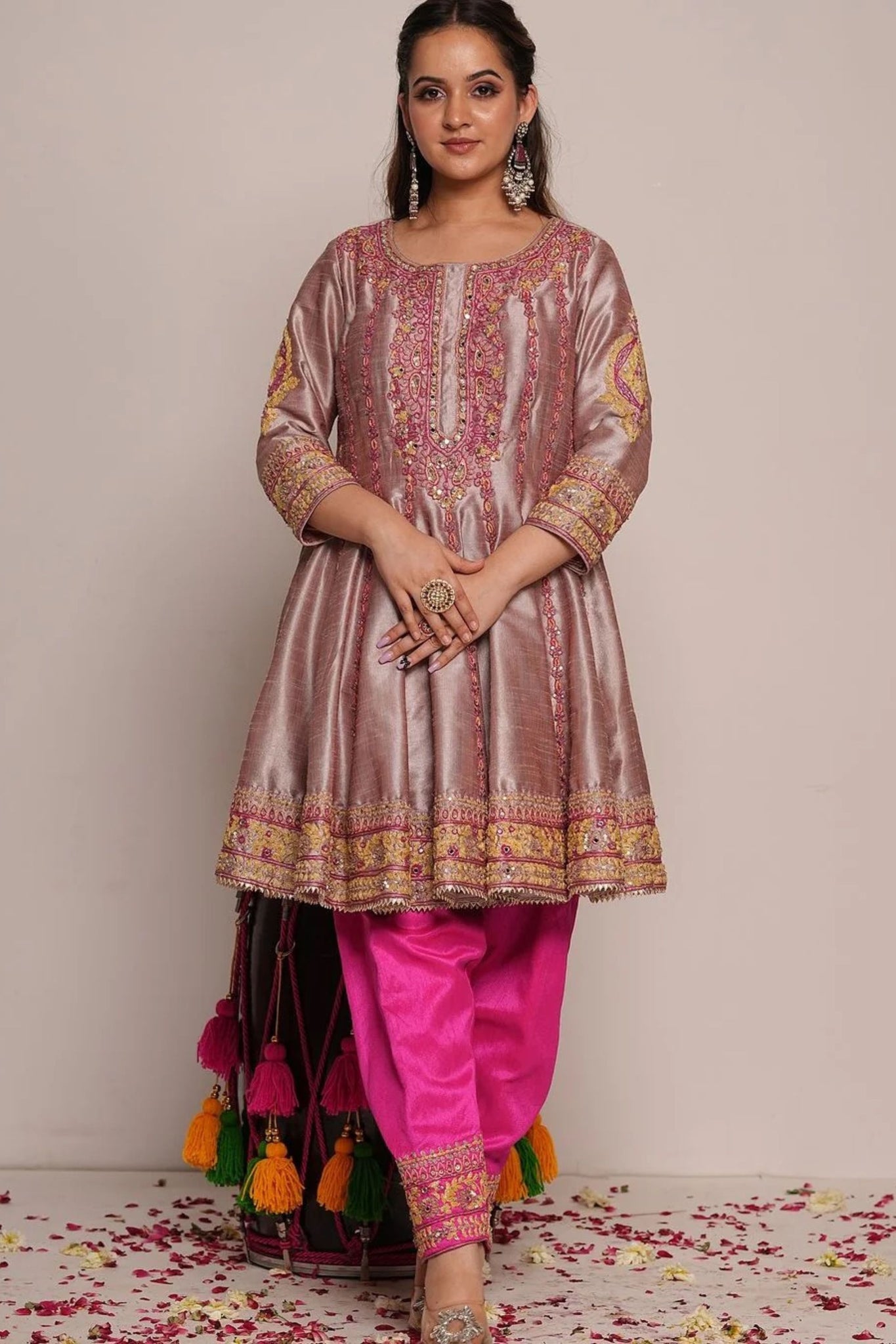 Pakistani anarkali salwaar suit with contrast duapatta