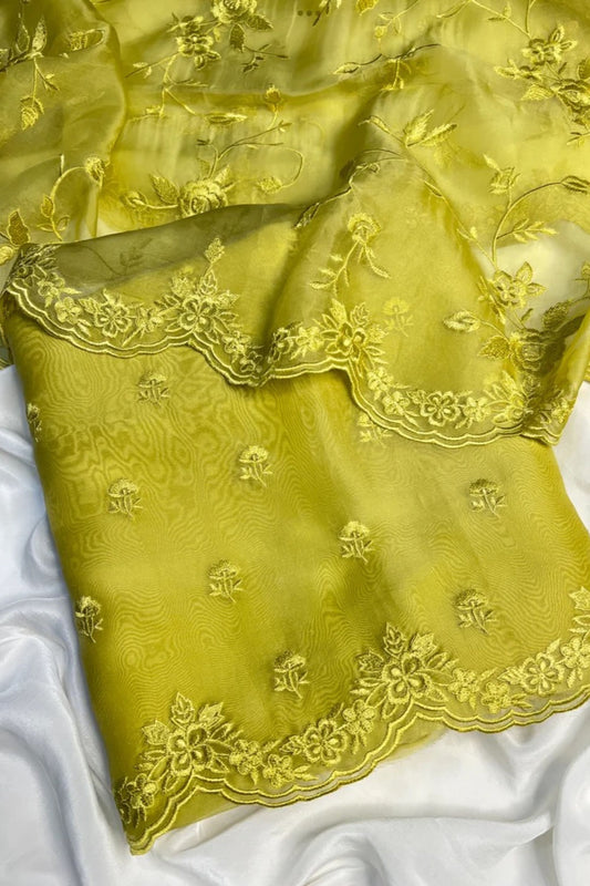 Soft Hued Pure Organza Unstitched Pakistani Style Suit