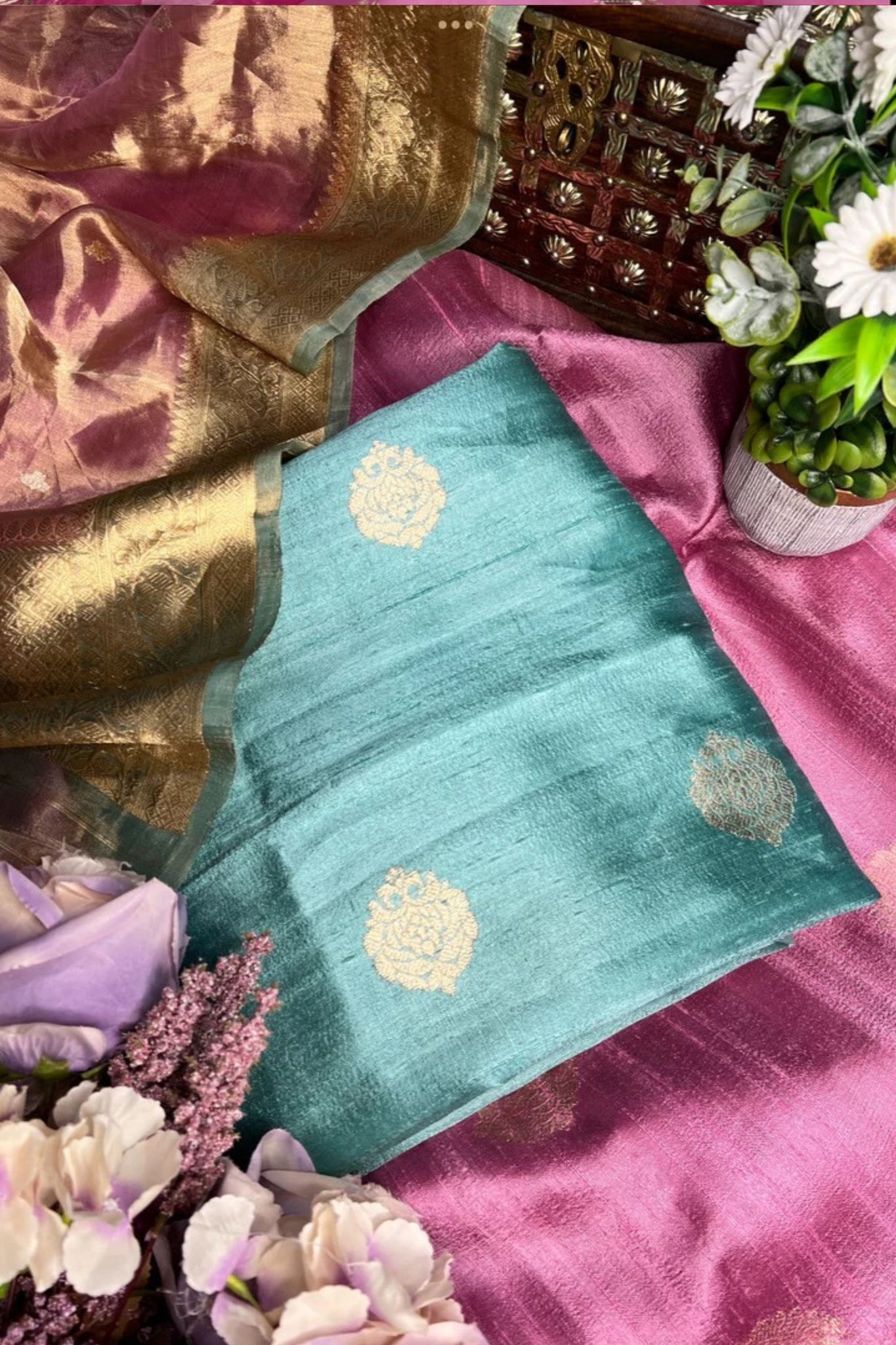 Soft Hued Pure Silk Woven Traditional Unstiched Suit with Tissue Dupatta