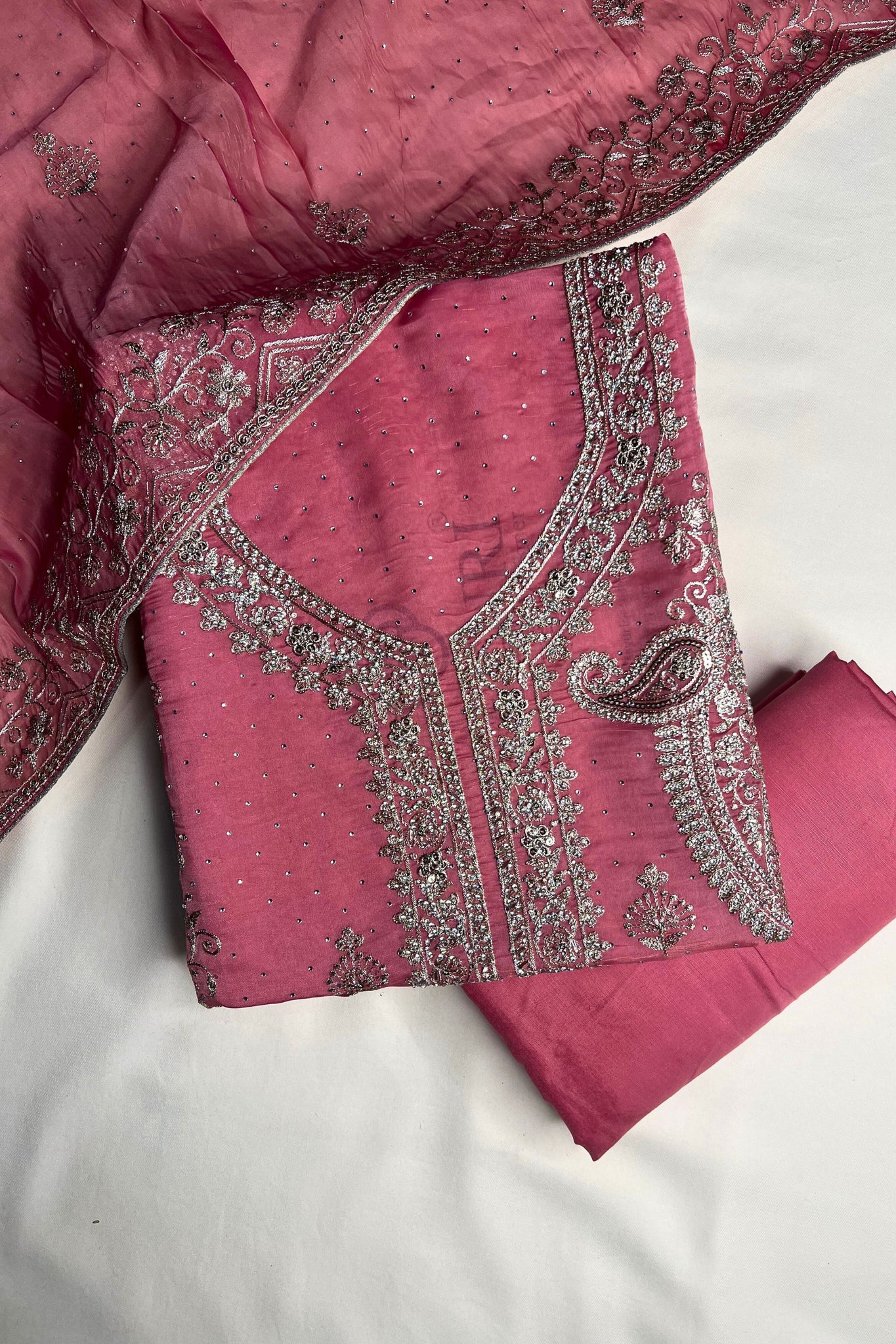 Organza Pakistani Suits with Silver Embroidery