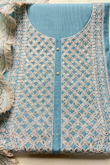 Ethereal Charm Pakistani Suit on Chanderi Silk with Sleek White Dori Workmanship