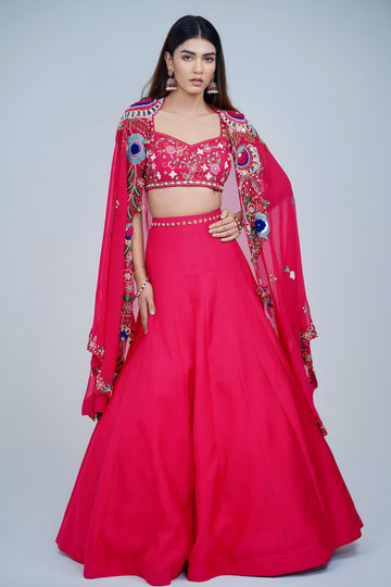 Bold Elegance Indo Western Style Lehenga with Hand Resham Embroidery