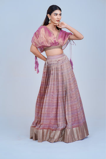 Sparkling Elegance Glass Tissue Indowestern Lehenga Choli for the Modern Girl