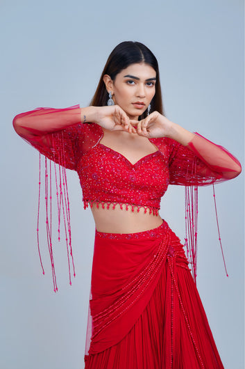 Scarlet Dream Indo Western Lehenga