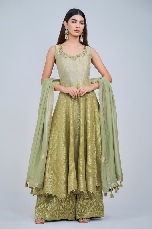 Girly Banarasi Anarkali Suit Set