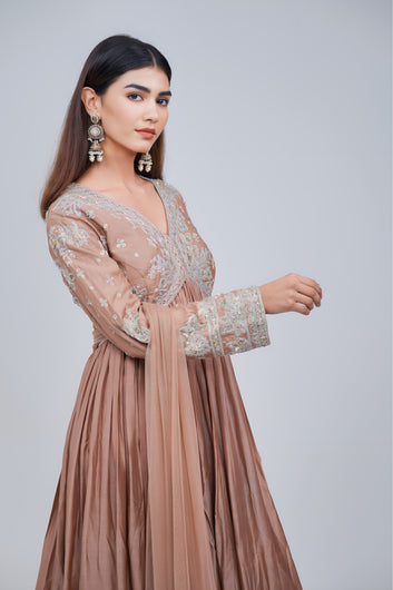 Pastel Beige Alia Cut Anarkali Suit