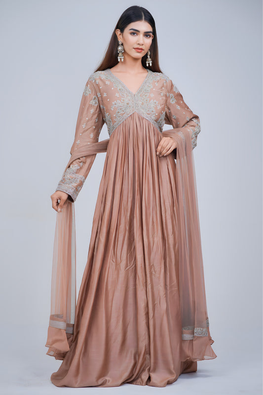 Pastel Beige Alia Cut Anarkali Suit