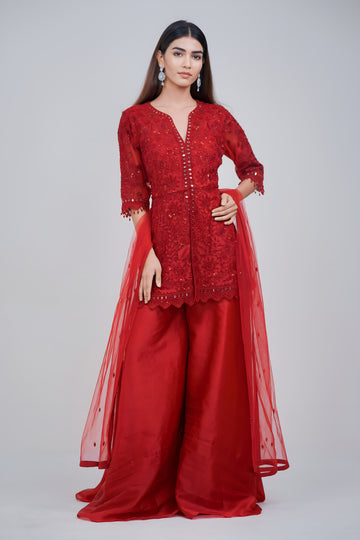 Luxury Maroon Monochromatic Ethnic Set