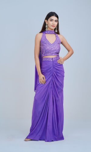 Glamorous Halter Neck Pleated Skirt Set