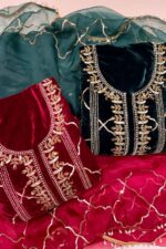 Hand Stitched Micro Velvet Pakistani Suit