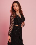 Black shaded lehenga cum saree