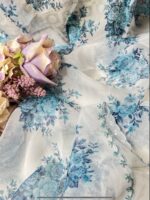 Elegant Handcrafted unstiched shirt with digital floral dupatta