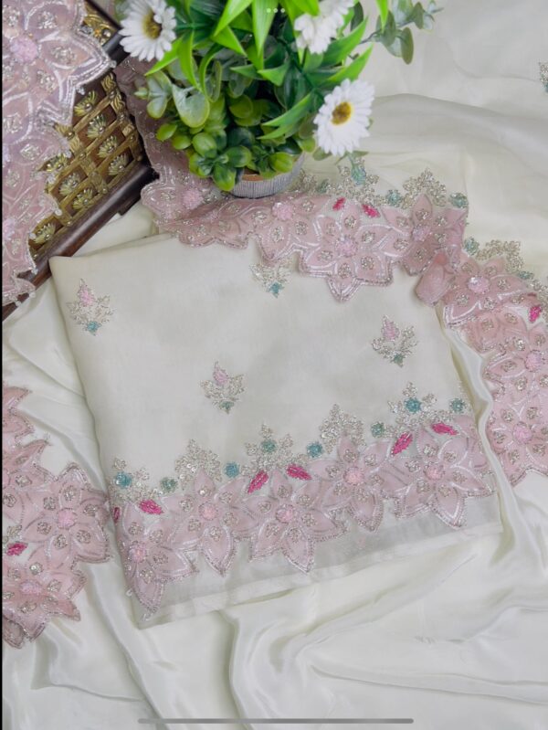 Rich Ivory Hued Designer Unstiched Suit