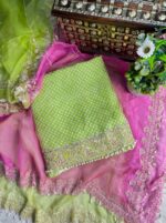 Bright Green Shaded Unstiched Pakistani Suit
