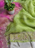 Bright Green Shaded Unstiched Pakistani Suit