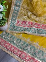 Bright Mustard Hued Embroided Unstiched Suit