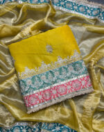 Bright Mustard Hued Embroided Unstiched Suit