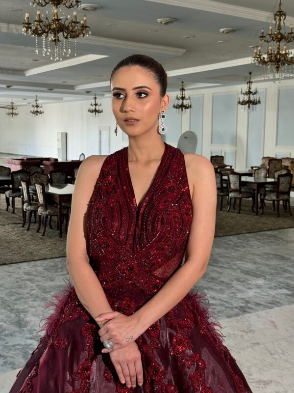 Monochromatic Cherry Maroon Ball Gown.