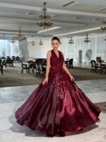 Monochromatic Cherry Maroon Ball Gown.