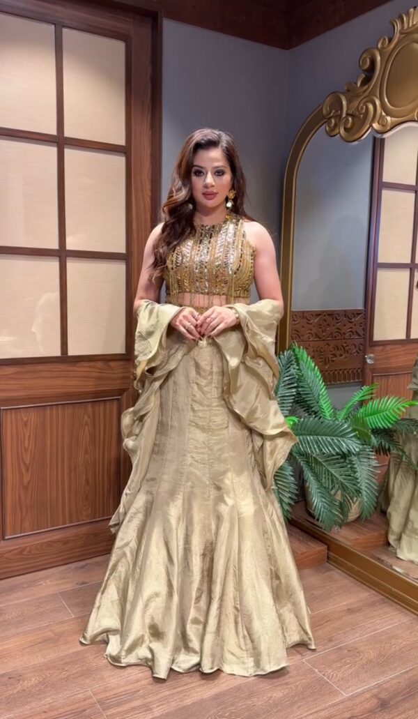 Radiant Metallic Gold Mermaid Lehenga