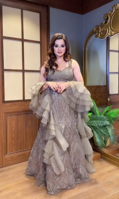 Mesmerizing Metallic Gray Mermaid Lehenga