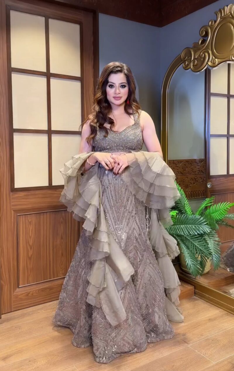 Mesmerizing Metallic Gray Mermaid Lehenga