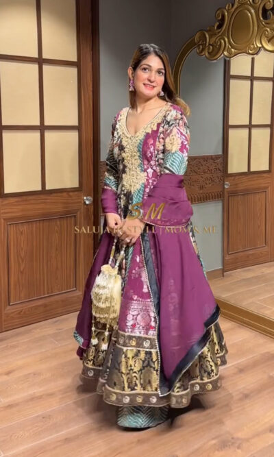 Banarasi Anarkali Suit with Organza Dupatta and Plazo