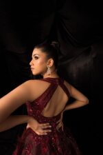 Maroon Monochromatic Hand Embroided gown