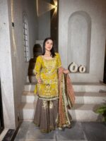 Tri contrast embroided garara suit