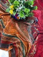 Micro Velvet Digital Print Suit with Shawl & Crepe Bottom