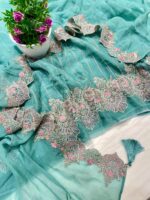 Ethereal Elegance: Pakistani Organza Suit with Silver Embroidery