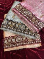 Traditional Brocade Suit with Hand-Stitched Border & Micro Velvet Dupatta