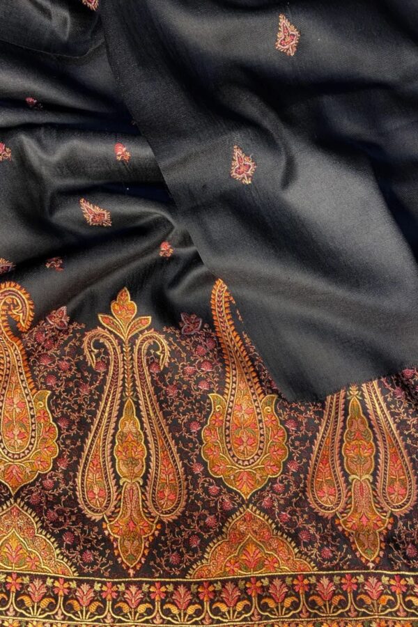 Pakistani Pure Pashmina Unstitched Suit with Handcrafted Kashmiri Borders