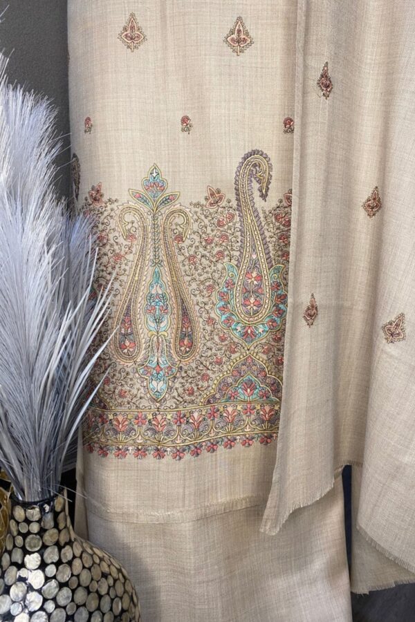 Pakistani Pure Pashmina Unstitched Suit with Handcrafted Kashmiri Borders