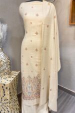 Pakistani Pure Pashmina Unstitched Suit with Handcrafted Kashmiri Borders