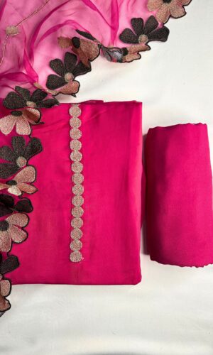 Fluorescent Pakistani Cut work Unstitched Suit