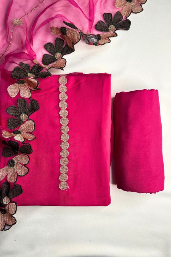 Fluorescent Pakistani Cut work Unstitched Suit