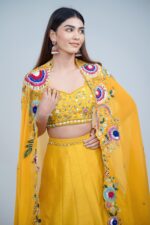 Bold Elegance Indo Western Style Lehenga with Hand Resham Embroidery