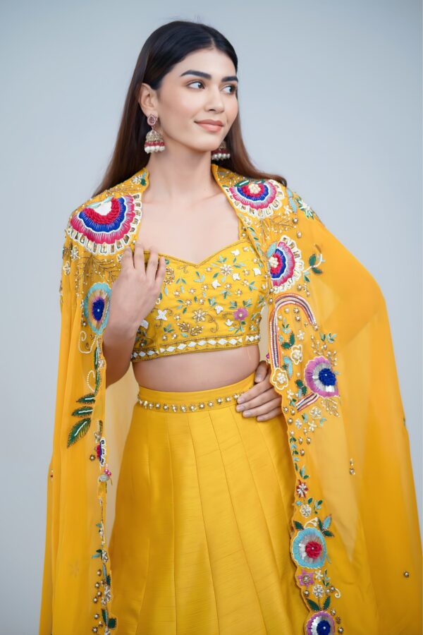 Bold Elegance Indo Western Style Lehenga with Hand Resham Embroidery