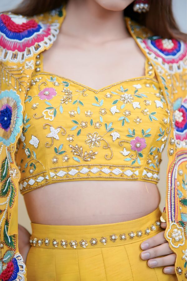 Bold Elegance Indo Western Style Lehenga with Hand Resham Embroidery