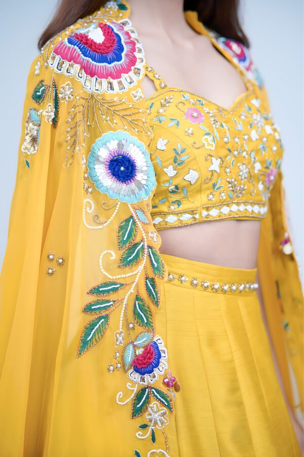 Bold Elegance Indo Western Style Lehenga with Hand Resham Embroidery