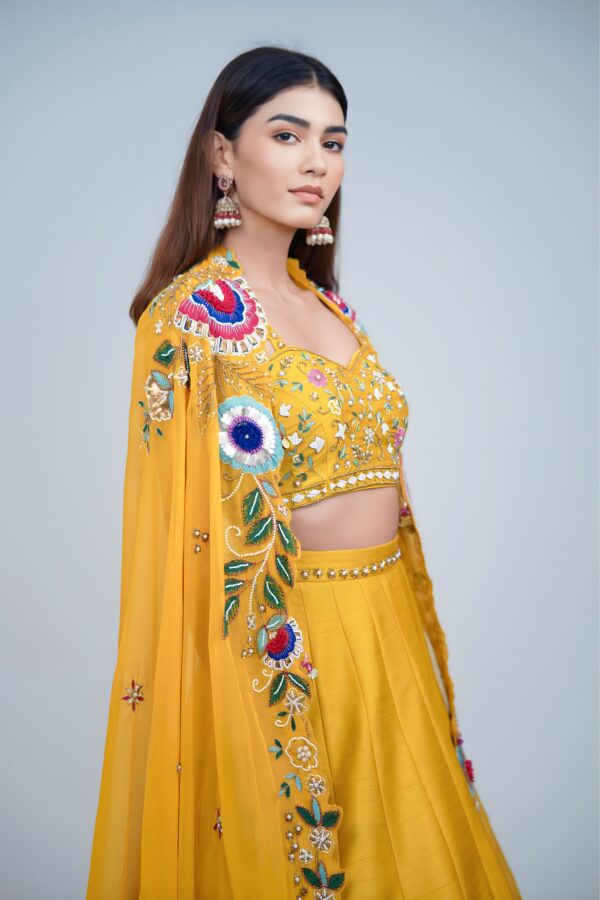 Bold Elegance Indo Western Style Lehenga with Hand Resham Embroidery