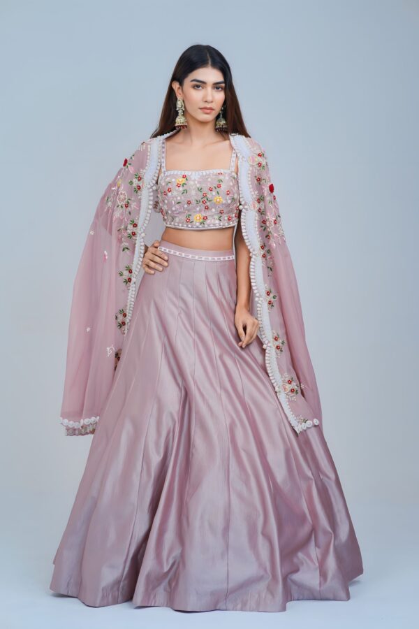 Sunshine Glam Indo Western Lehenga with Intricate Embroidered Cape Set