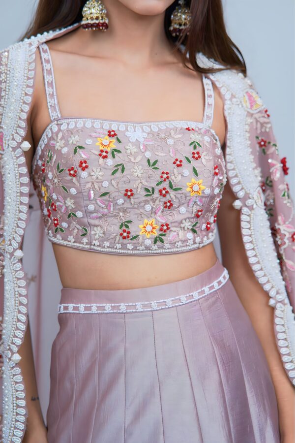 Sunshine Glam Indo Western Lehenga with Intricate Embroidered Cape Set