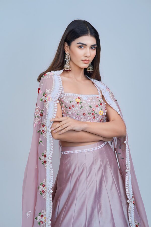 Sunshine Glam Indo Western Lehenga with Intricate Embroidered Cape Set