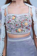 Sunshine Glam Indo Western Lehenga with Intricate Embroidered Cape Set