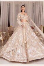 Ivory Hue Flairy Lehenga Fully Hand Stitched Paired with Crop Top and Dupatta