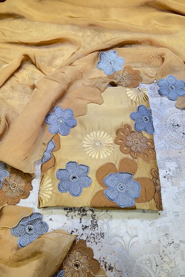 Graceful Handloom Cotton Suit with Organza Scalloped Dupatta