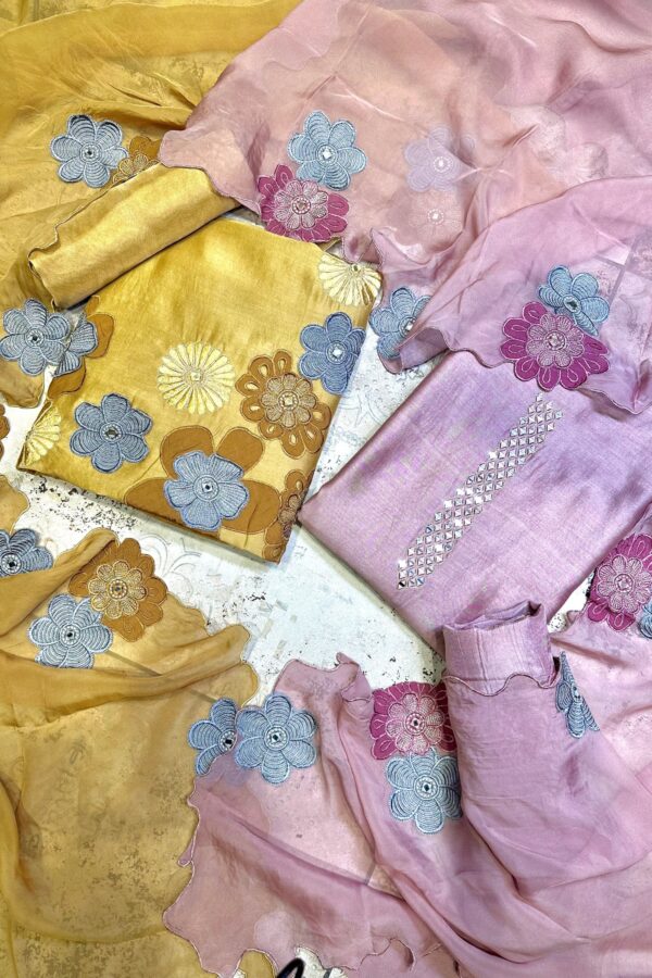 Graceful Handloom Cotton Suit with Organza Scalloped Dupatta