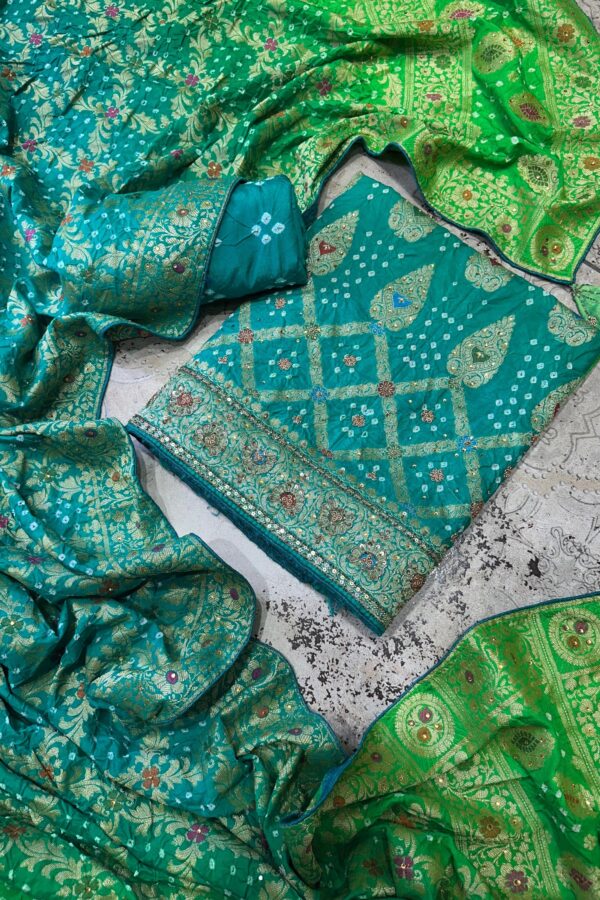 Traditional Charm Pure Bandhani Unstitched suit set